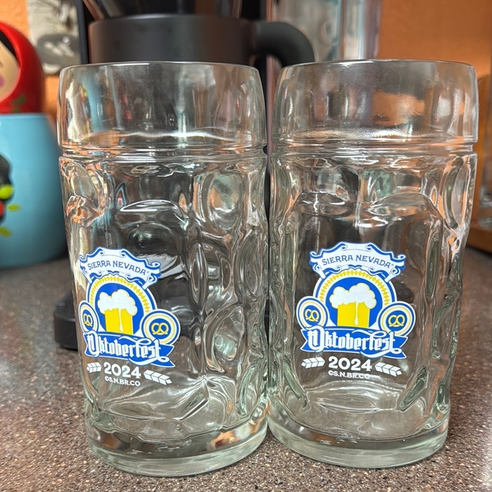 Oktoberfest Glass Beer Mugs - Clear